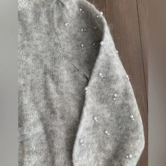 Sézane Perle sweater motted grey with pearls NWT - Picture 7 of 8
